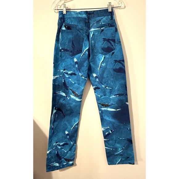 Zara NWT Ocean Print Jeans Size 0 Us Women Dolphin - Picture 5 of 5